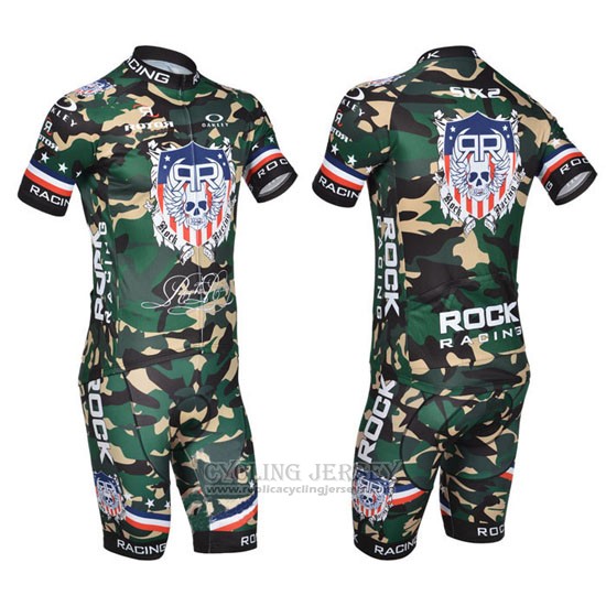 2010 Cycling Jersey Rock Racing Yellow and Green Short Sleeve and Bib Short